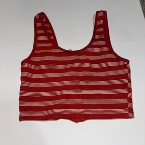 Forever 21 red striped cropped tank top size medium